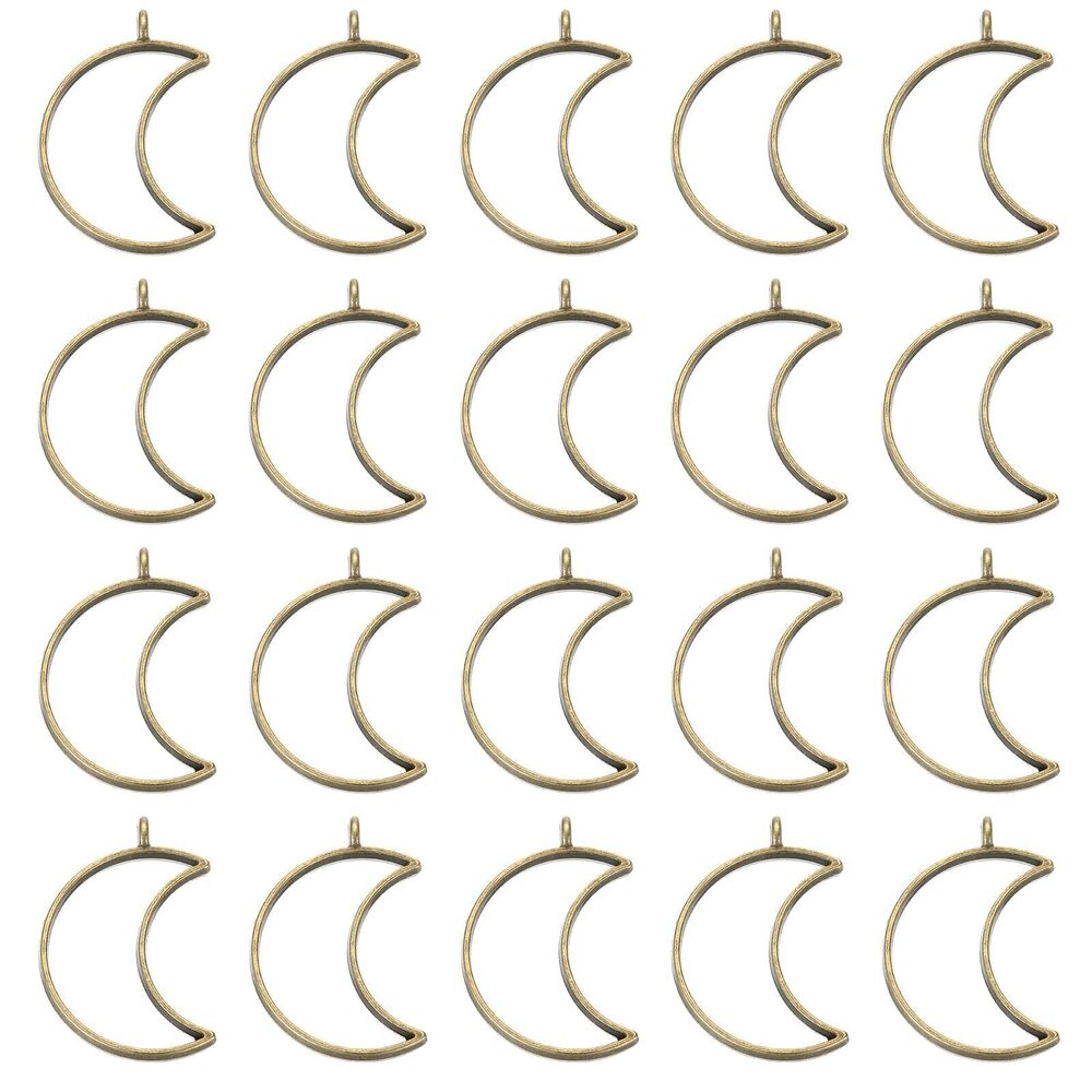 1235 40pcs Open Bezels, Bronze Resin Jewelry Making Pendants, Alloy, 37x25